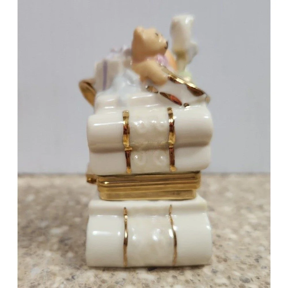 Vintage Lenox Christmas Sleigh Treasure Box Horse Bear